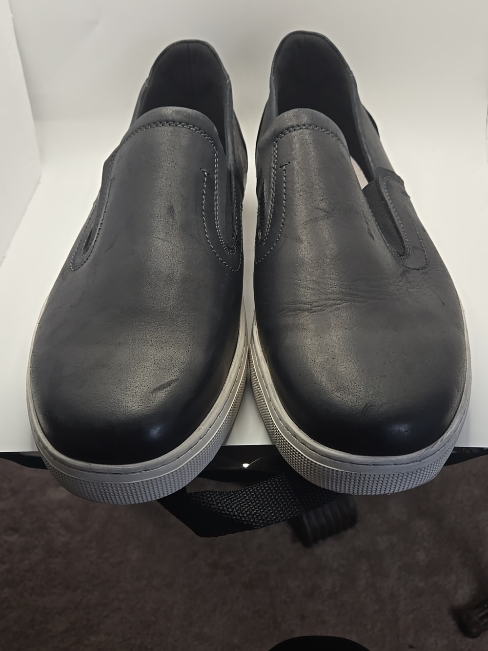 Propet Men's Kedrick Black Leather Slip On Sneakers Sz 17 Big / Tall Casual Boho